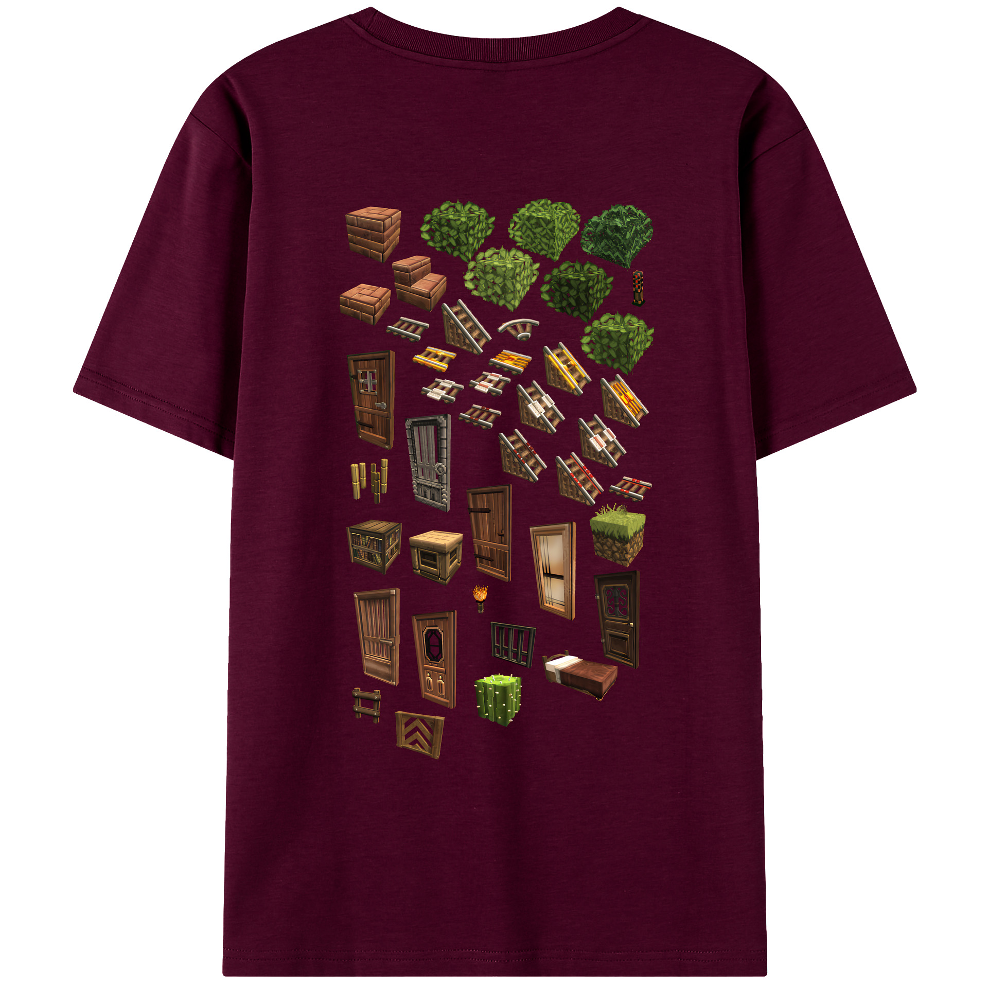 （画像用） マインクラフト ブロックの世界 Minecraft MC Block world レディース半袖Tシャツ(バックプリント)